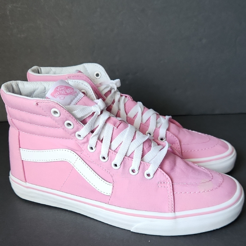Vans Sk8-Hi Canvas Pink High-Top Skate Sneakers Women’s Size 10.5 Men’s Size 9 - Picture 3 of 10